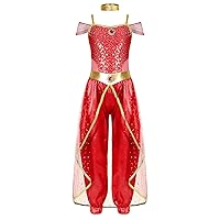 Kids Girls Arabian Princess Fancy Costume Halloween Cosplay Dress Up Birthday Party Outfit Belly Dance Outfit