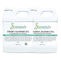 Golden Jojoba Oil & Organic Sweet Almond Oil Bundle | 100% Pure & Natural | Carrier for Essential Oils | Moisturizer for Face, Skin, Hair, Body | DIY Projects…