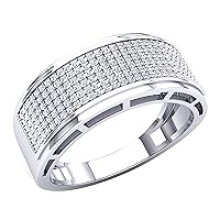 Dazzlingrock Collection Round White Diamond 5 Row Micro-pave Anniversary Ring for Men (0.50 ctw, Color I-J, Clarity I2-I3) in 10K Gold