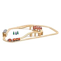 Melissa & Doug Swivel Bridge Wooden Train Set (47 pcs) - Wooden Train Set For Kids Ages 3+