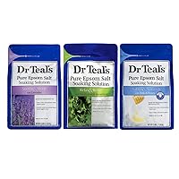 Dr. Teals Salt Bath Variety Gift Set (3 Pack, 3lbs Ea.) - Soothe & Sleep Lavender, Relax & Relief Eucalyptus & Spearmint, and Soften & Nourish Milk & Honey - Blended with Pure Epsom Salt