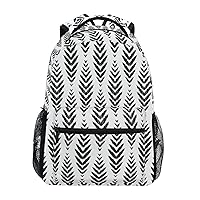 ALAZA Boho Herringbone Bohemian Pattern Backpack Purse with Multiple Pockets Name Card Personalized Travel Laptop School Book Bag, Size M/16.9 in
