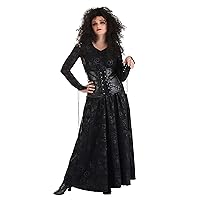 Women's Deluxe Harry Potter Bellatrix Lestrange Costume, Black Dress Corset, Evil Wizard Outfit for Halloween