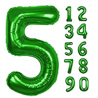 40 inch Green Number 5 Balloon, Giant Large 5 Foil Balloon for Birthdays, Anniversaries, Graduations, 5th Birthday Decorations for Kids