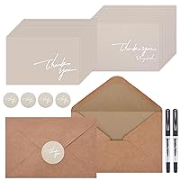 MEIRUBY Thank You Cards with Envelopes and Stickers, 100 Pieces, Khaki Color, Suitable for All Occasions