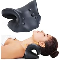 Neck Stretcher for Neck Pain Relief, Neck and Shoulder Relaxer Cervical Traction Device with Massage Point for Muscle Relax, Cervical Spine Alignment Chiropractic Pillow, Neck Stretcher