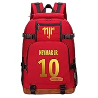 Teens Neymar JR Graphic Student Book Bag Classic Soccer Stars Knapsack Casual Canvas Computer Bag with Front Pocket