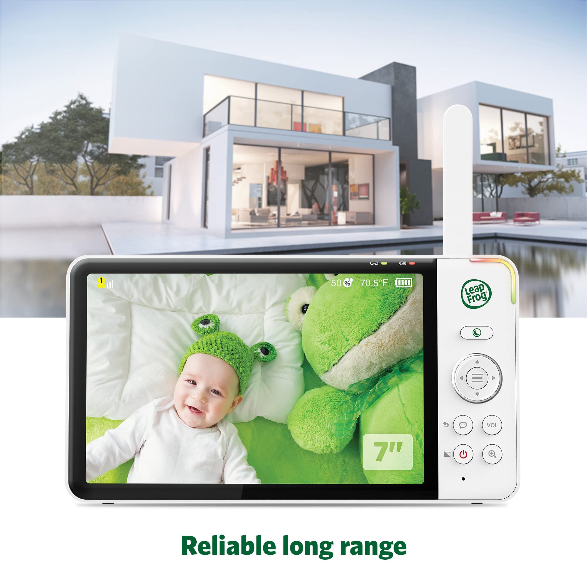 LeapFrog LF930HD 1080p Smart WiFi Remote Access Baby Monitor, 360° Pan & Tilt, 7” 720p HD Display, Color Night Light, Color Night Vision, Two-Way Intercom, Smart Sensors