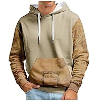 Men's Hoodie Plus Size Graphic Hoodie For Men Vintage Map Print Sweatshirt Casual Athletic Workout Pocket Pullover