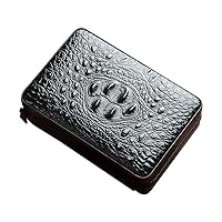 Cigar Boxs,Humidors, Cigar Humidors Box Cigar Box - Can Accommodate 6 Cigars, with Hygrometer Celinileather Surface Travel Portable Cigarette Box Thickening/Black/a
