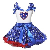 Petitebella 4th of July Dress 5th Stars Heart Shirt Stars Blue Skirt Girl Outfit 1-8y