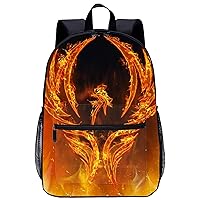 Fire Phoenix 17 Inch Laptop Backpack Large Capacity Daypack Travel Shoulder Bag for Men&Women