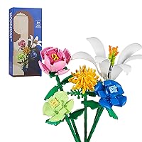 Eternal Flowers Set GEVINST Rose Lily Flower Bouquet, Botanical Collection Set Building Toy (361PCS)
