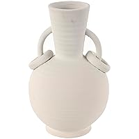 Deco 79 Ceramic Decorative Vase Textured Centerpiece Vase with Ring Handles, Flower Vase for Home Decoration 9