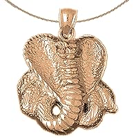 Cobra Snake Necklace | 14K Rose Gold Cobra Snake Pendant with 18