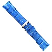 24mm deBeer Baby Crocodile Grain Blue Padded Stitched Men's Watch Band