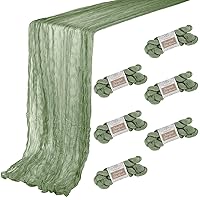 6 Pack 10ft Sage Green Cheesecloth Table Runner 35x120 Inch Boho Gauze Table Runner Cheese Cloth Table Runner for Birthday Party Wedding Decoration Baby Shower Christmas Decor Special Events