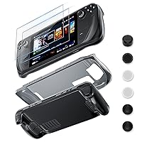 FANPL Case for Steam Deck Accessories with 2 Screen Protector Tempered Glass and 6 Thumb Grips, TPU Protective Case Cover for Steam Deck