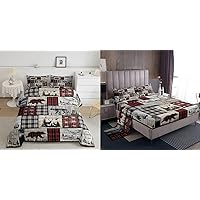 Erosebridal 7 Piece Rustic Cabin Full Size Comforter Set with Sheets (1 Comforter,1 Fitted Sheet,1 Top Sheet,4 Pillow Cases)