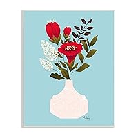 Stupell Industries Bold Red Poppies Blossoms Modern White Pottery, Design by Anne Bailey Art