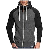Zipper Hoodies For Men Color Block Cotton Hooded Big And Tall Warm Lightweight Hoody Casual Basic Sweatshirt