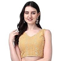 Women's Party Wear Bollywood Readymade Indian Style Saree Blouse Georgette with chicken Kari work Saree Blouse