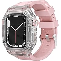 Transparent Watch Case+Rubber Bands，For Iwatch 40mm 41mm 44mm 45mm Series，For Apple Watch Series 8 7 6 5 4 SE Replacement Fluoroelastomer Watch Strap Accessories