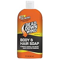 Body & Hair Soap | 22 oz Bottle | Unscented | Hunting Accessories | Gentle Body Wash & Shampoo For Odors | Safe for Sensitive Skin