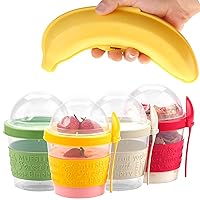 Crystalia Yogurt Parfait Cups with Lids and Banana Keeper BPA-Free Outdoor Travel Case