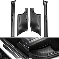 Topfit for Tesla Model Y Door Sill Protector 5 Seater (NOT Fit 7 Steater) Carbon Fiber Front and Rear Door Car Pedal Kick Protection Strip Styling Covers Accessories(4 Packs)