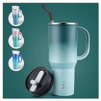 40 oz Tumbler with Handle, Water Bottles with Straw Lid, Insulated Stainless Steel Travel Mug Cup Holder Friendly, Keep Drinks Cold or Hot for Hours