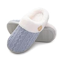 Womens Slipper Warm Comfy Memory Foam House Shoes Knit Slippers with Faux Fur Lining Warm Bedroom Cozy Slippers for Indoor and Outdoor