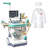 Doctor Kit for Kids 3-5 Years Old - 28 Piece Pretend Play Toys Toddler Mobile Medical Cart with Sound and Light Functions Veterinarian/Dentist Kit Perfect for Toddlers 3-5 Birthday Gift