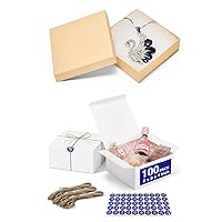 MESHA Brown Jewelry Gift Box + 8x8x4 100PC White Gift Boxes