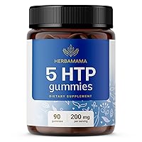 HERBAMAMA 5 HTP Gummies - Calm and Relaxation Support - Melatonin Mood Support and Serotonin Booster - Made with Calcium, 90 Vegan Blueberry Flavor Chews - 5-HTP 200mg