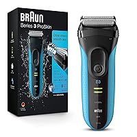 Electric Series 3 Razor with Precision Trimmer, Rechargeable, Wet & Dry Foil Shaver for Men, Blue/Black, 4 Piece