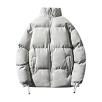 Puffer Jacket Men,Stand Collar Lightweight Hooded Quilted Puffer Coat Casual Warm Insulated Winter Jacket for Men