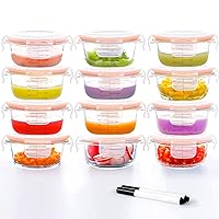 Luvan 7oz Glass Baby Food Containers, 12 Pack Baby Food Jars with Lids Leakproof, Stackable Baby Food Storage Containers Freezer Safe, Baby Bullet Containers for Fruit Purees and Vegetable Mashes