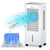 Portable Evaporative Air Cooler, 3-IN-1 Air Cooler Cooling Fan with Remote Control, 12H Timer, 4 Ice Packs, 1.58Gal Water Tank, 3 Modes, 3 Speeds, Personal Swamp Cooler for Bedroom Home Office