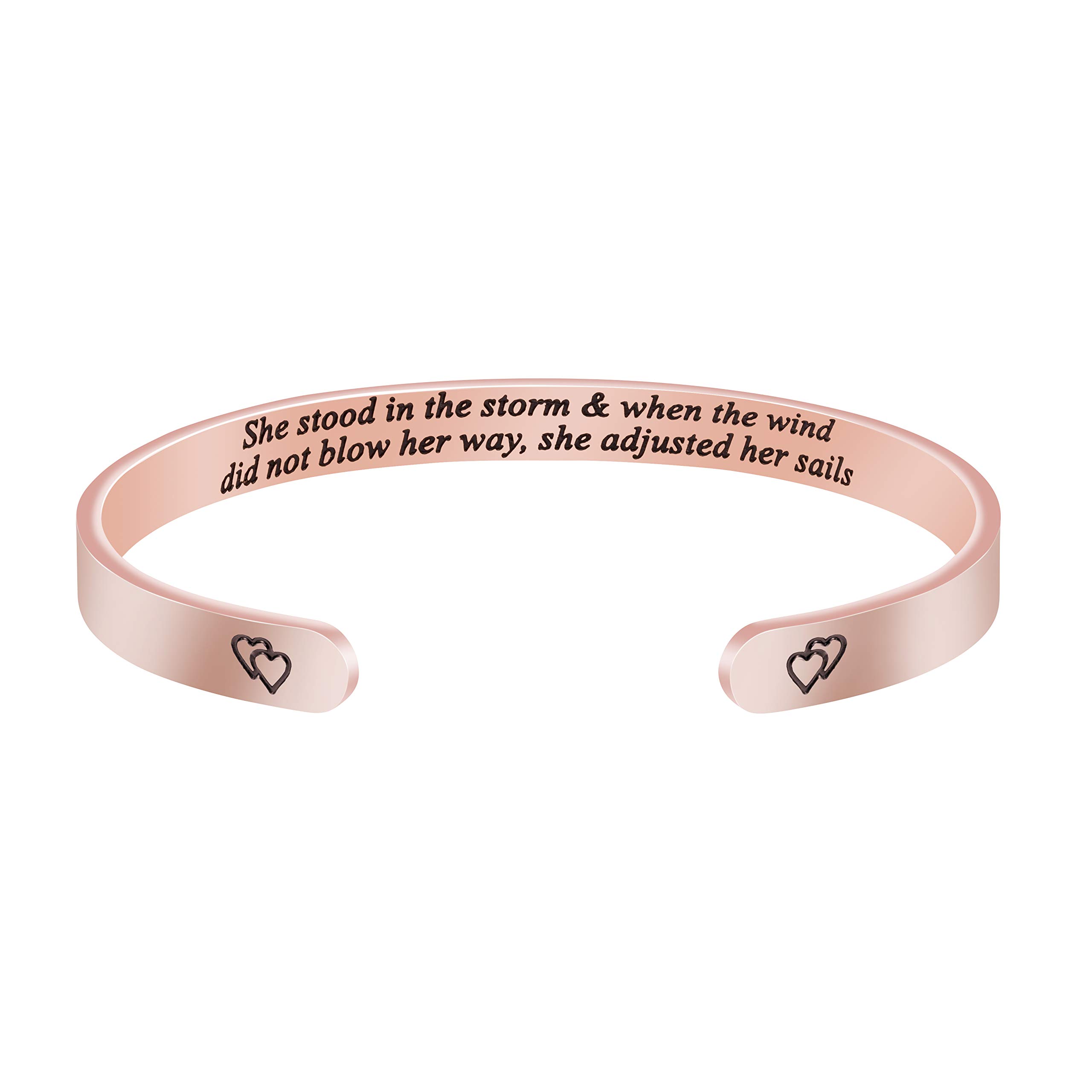 JoycuFF Motivational Bracelet for Women Cuff Bangle Stainless Steel Open Engraved Inspirational Jewelry