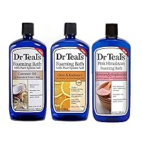 Dr Teal's Foaming Bath Variety Gift Set (3 Pack, 102 fl oz) - Coconut Oil, Glow & Radiance, and Pink Himalayan Foaming Bath Gift Set - at Home Skin Relief Spa Kit