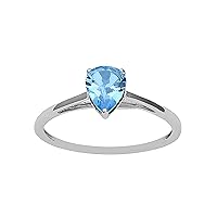 Valentine Gift Ring Pear Blue Topaz Gemstone 925 Sterling Silver Women Ring Jewelry
