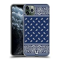 Head Case Designs Square Blue Classic Paisley Bandana Soft Gel Case and Matching Wallpaper Compatible with Apple iPhone 11 Pro Max