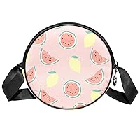 Crossbody Bag Watermelon and Lemon Messenger Bags Round Satchel Bag for Women Ladies Girls