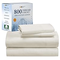 California Design Den Luxury Queen Bed Sheets, Buttery Soft 800 Thread Count, 100% Cotton Bed Sheets Set, Queen Sheets, Beats Fake Egyptian Claims, Durable Deep Pocket Fitted Sheet (Ivory)