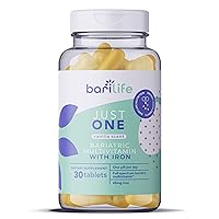 Bari Life Just One, Once Daily Bariatric Multivitamin with Iron (30 Tablets) and BariBurst Calcium Citrate Soft Chews for Gastric Bypass, Gastric Sleeve and Duodenal Switch (Butter Toffee)