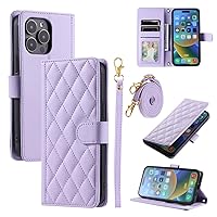 Cell Phone Flip Case Cover Compatible with iPhone 15 Pro Max Wallet case with Credit Card Holder,Soft PU Leather Magnetic Wrist Shoulder Strap, Flip Folio Book PU Leather Phone case Shockproof Cover W