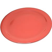 Carlisle FoodService Products Dallas Ware Reusable Plastic Plate with Rim for Buffets, Home, and Restaurants, Melamine, 10.25 Inches, Orange, (Pack of 48)