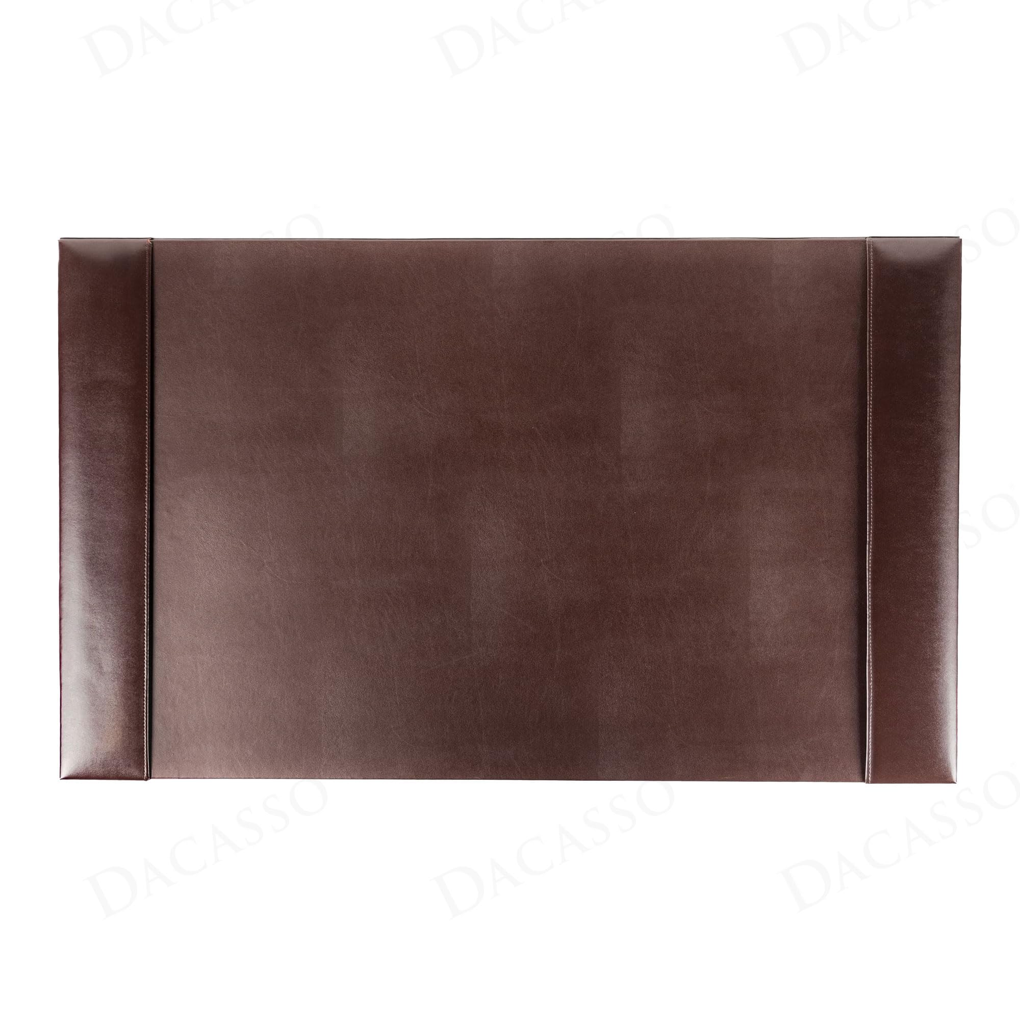 DACASSO Bonded Leather Desk Pad with Side Rails - Luxury Leather Desk Blotter for Writing (30 x 18, Brown)