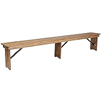 Flash Furniture Hercules Commercial Grade Farmhouse 3 Leg Bench - Solid Pine Foldable Bench with Seating for 4 - 8'x12